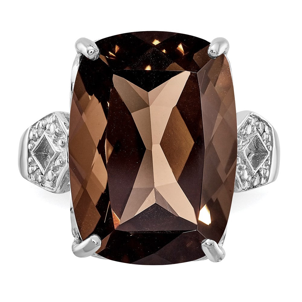 Sterlingsilber Rhodium Rauch Quarz & Diamant Ring