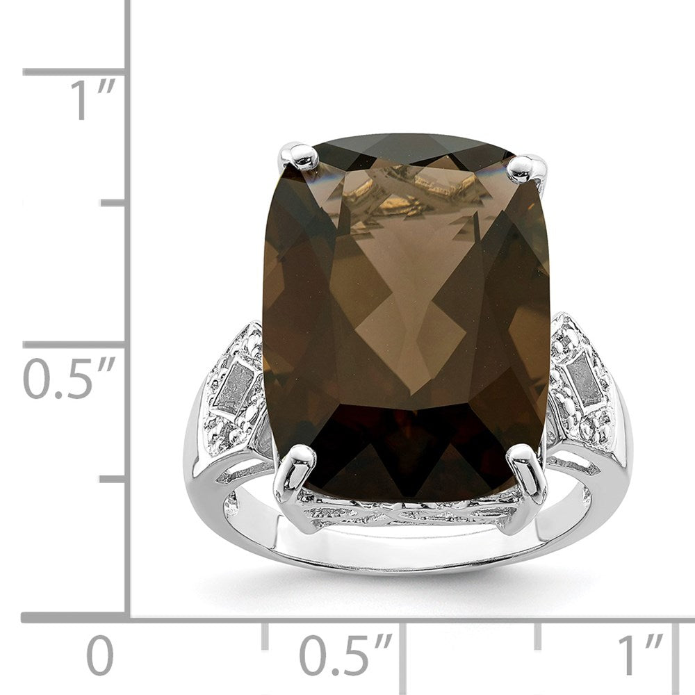Sterlingsilber Rhodium Rauch Quarz & Diamant Ring