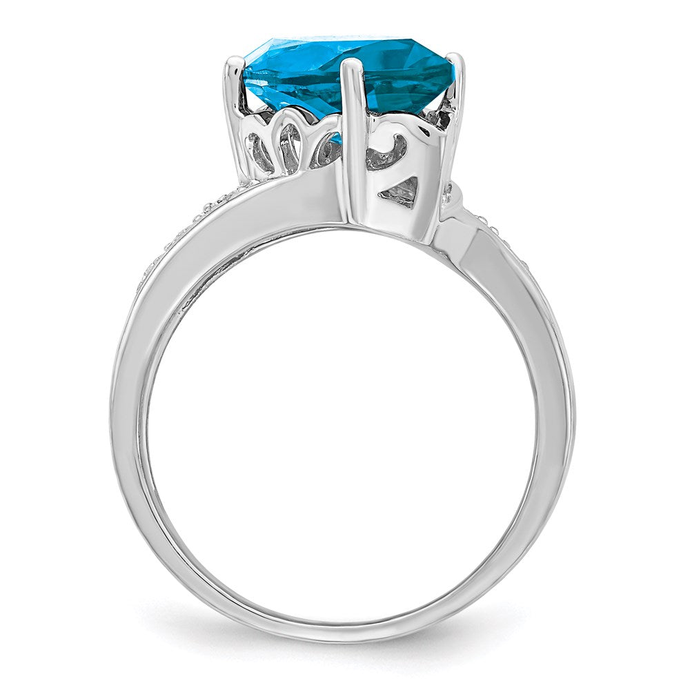 Sterlingsilber Rhodium Blautopas & Diamant Ring (size 7 Nur)