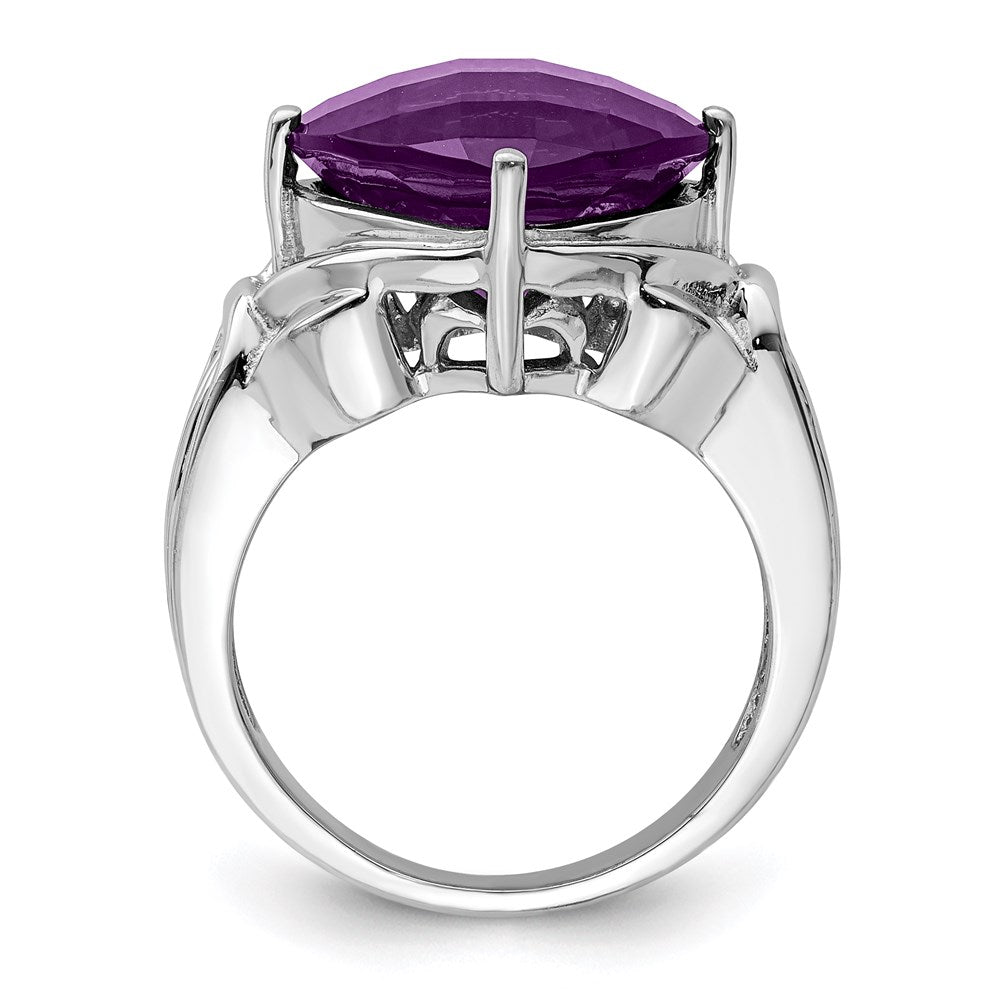 Sterlingsilber Rhodiniert Karo Schliff Amethyst Ring