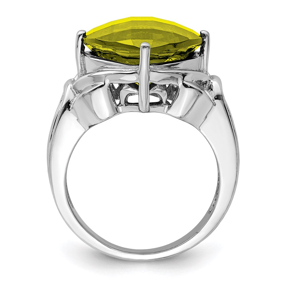 Sterlingsilber Rhodium Karo Schliff Zitrone Quarz Ring (size 7 Nur)
