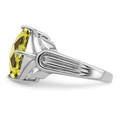 Sterlingsilber Rhodium Karo Schliff Zitrone Quarz Ring (size 7 Nur)