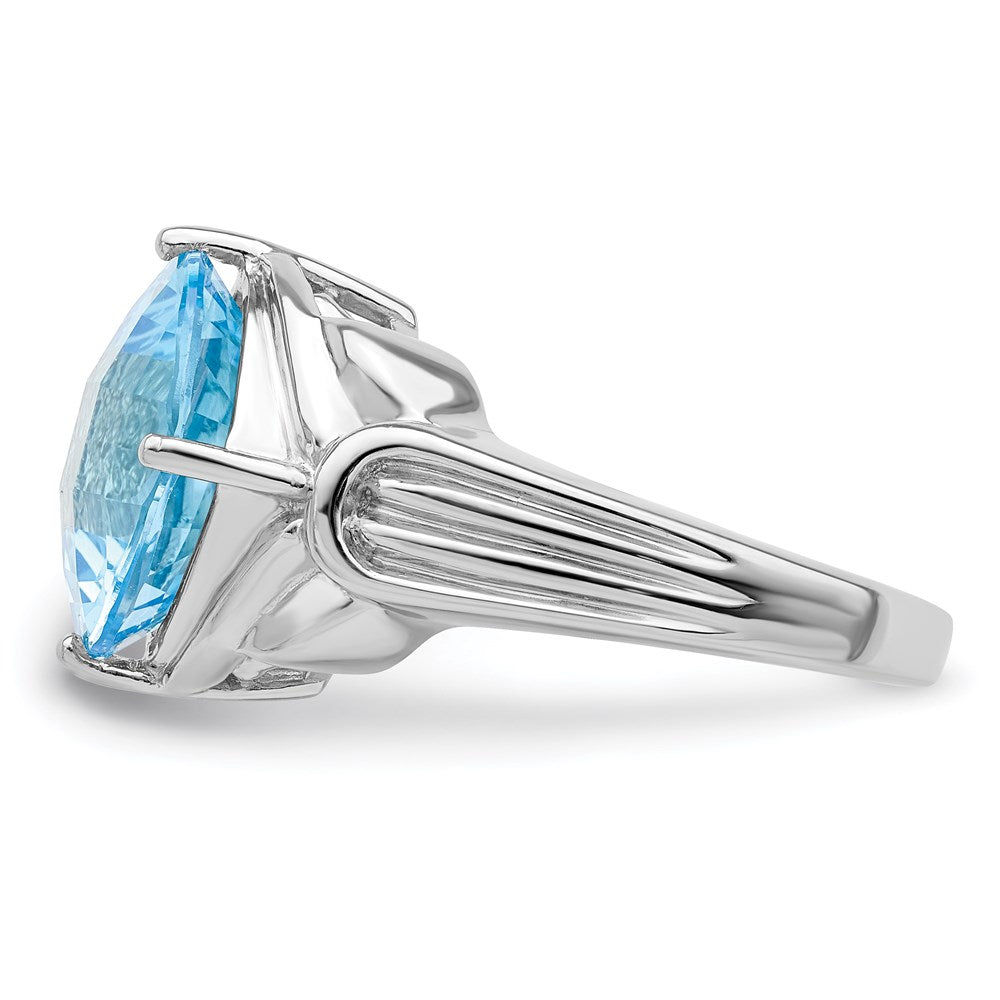Sterlingsilber Rhodium Karo Schliff Himmel Blautopas Ring (size 7 Nur)