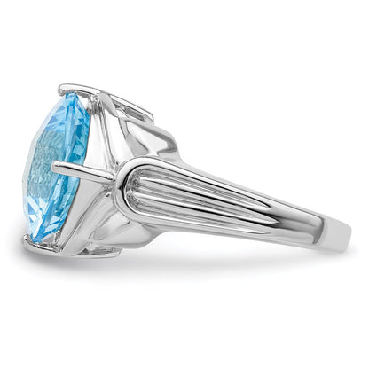 Sterlingsilber Rhodium Karo Schliff Himmel Blautopas Ring (size 7 Nur)
