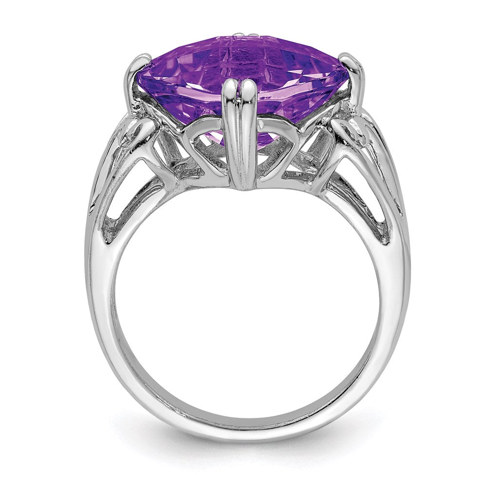 Sterlingsilber Rhodiniert Karo Schliff Amethyst Ring