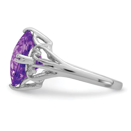 Sterlingsilber Rhodiniert Karo Schliff Amethyst Ring