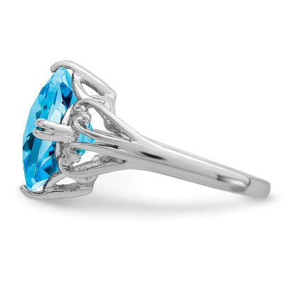 Sterlingsilber Rhodium Karo Schliff Blautopas Ring (size 7 Nur)