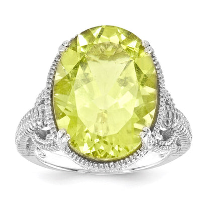 Sterlingsilber Rhodiniert Zitrone Quarz Ring (size 9 Nur)