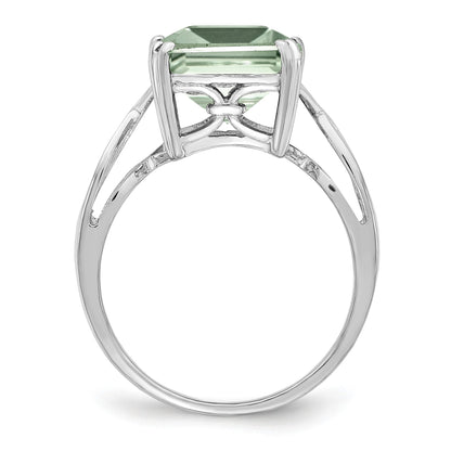 Sterlingsilber Rhodium Grün Quarz Ring
