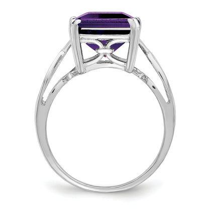 Sterlingsilber Rhodiniert Amethyst Ring