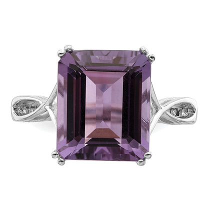 Sterlingsilber Rhodiniert Amethyst Ring
