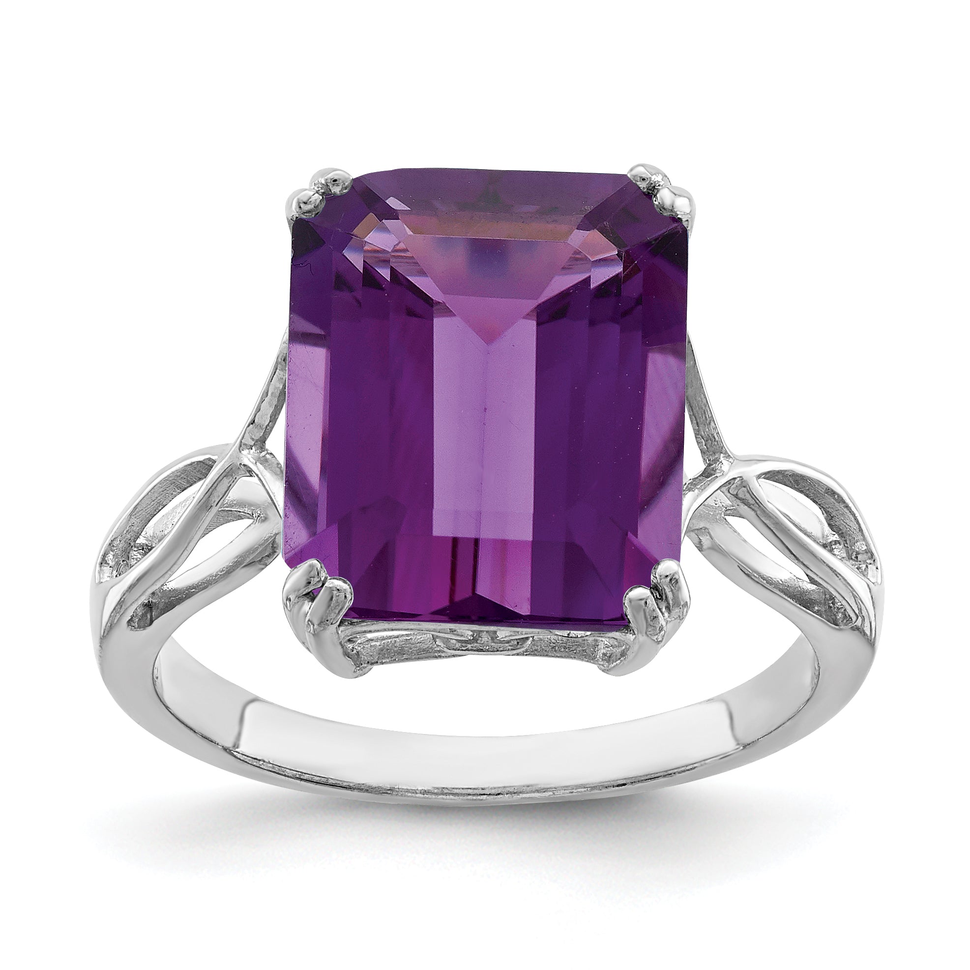 Sterlingsilber Rhodiniert Amethyst Ring