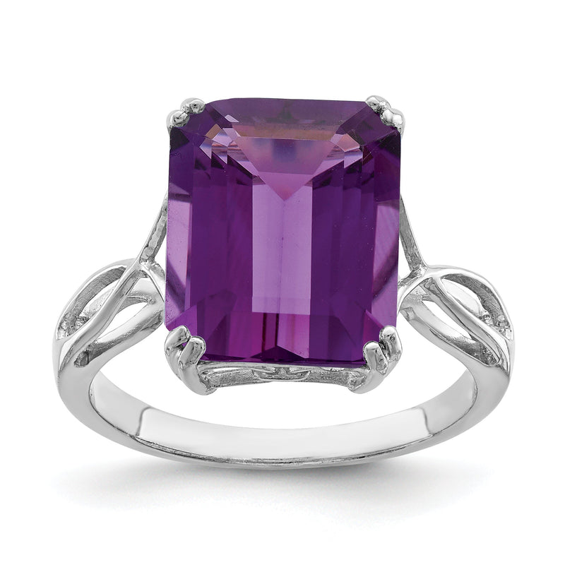 Sterlingsilber Rhodiniert Amethyst Ring