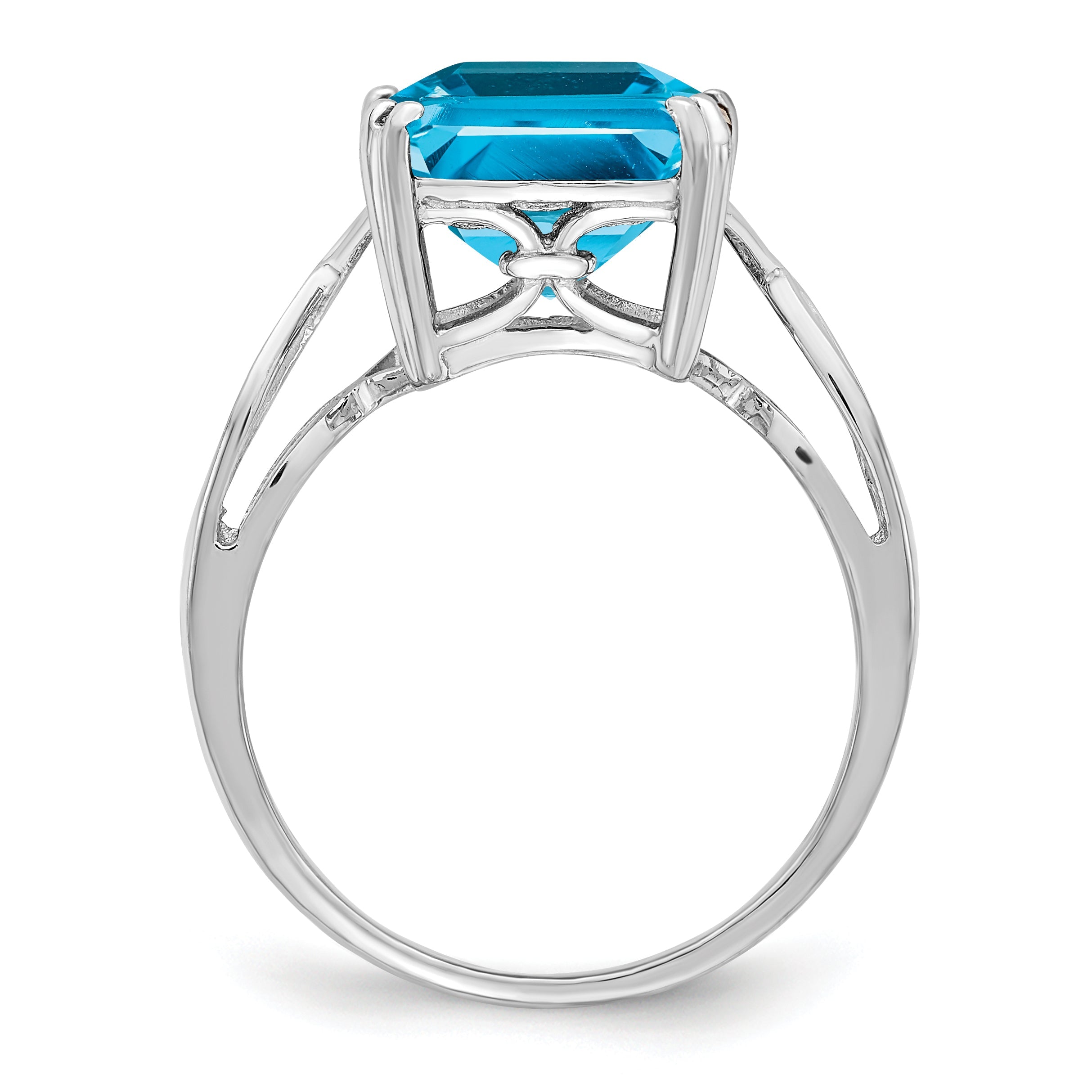 Sterlingsilber Rhodium Blautopas Ring