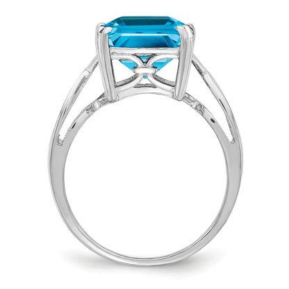Sterlingsilber Rhodium Blautopas Ring
