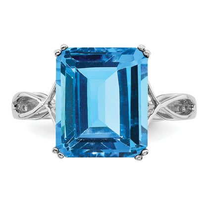 Sterlingsilber Rhodium Blautopas Ring