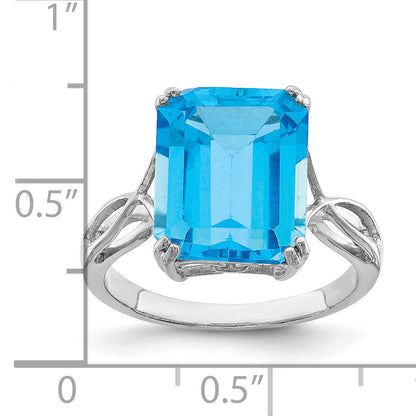 Sterlingsilber Rhodium Blautopas Ring