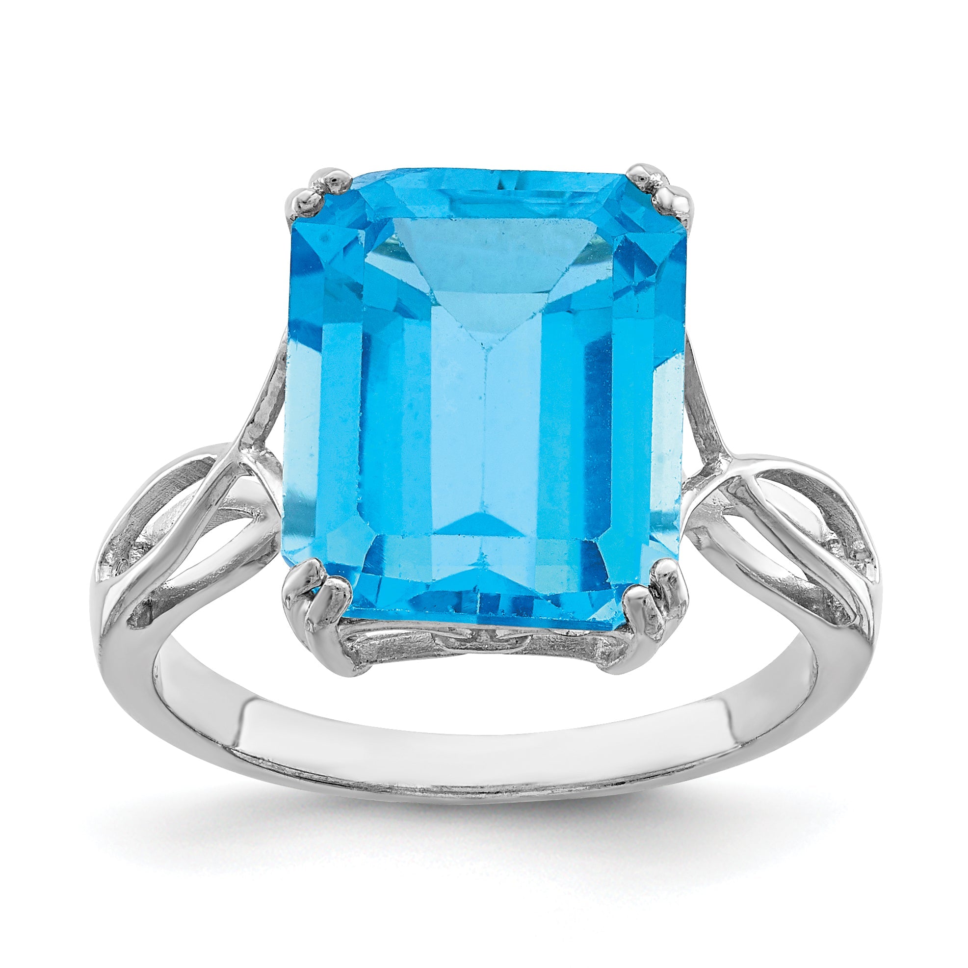 Sterlingsilber Rhodium Blautopas Ring