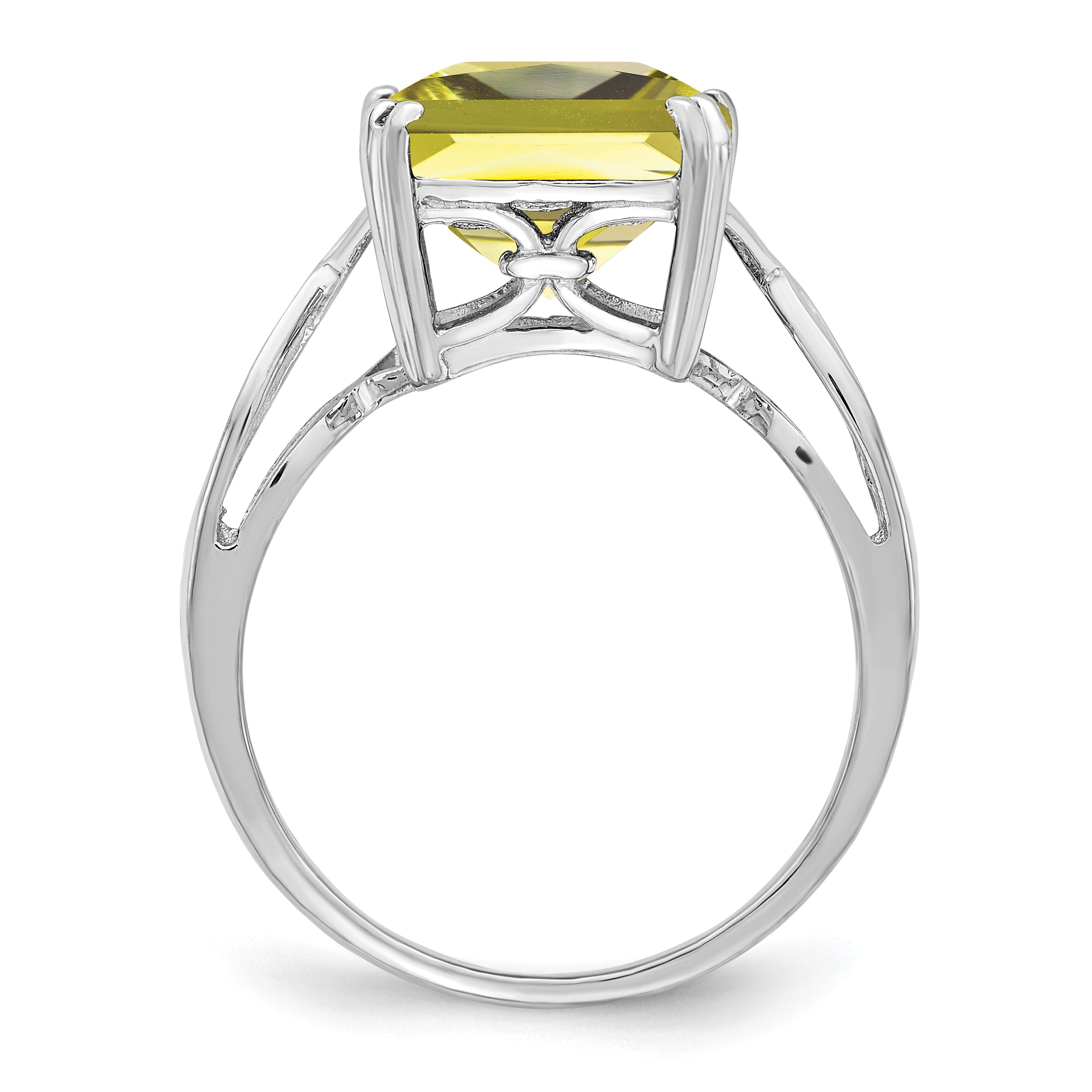 Sterlingsilber Rhodium Zitrone Quarz Ring
