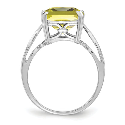 Sterlingsilber Rhodium Zitrone Quarz Ring