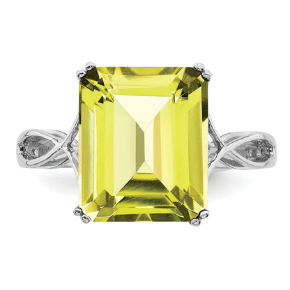 Sterlingsilber Rhodium Zitrone Quarz Ring