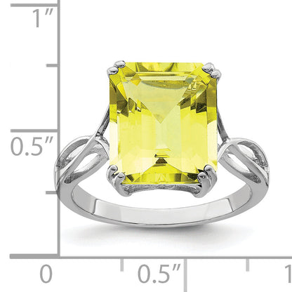 Sterlingsilber Rhodium Zitrone Quarz Ring