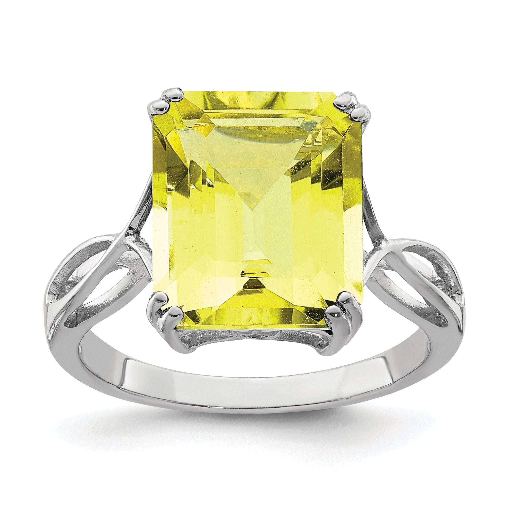 Sterlingsilber Rhodium Zitrone Quarz Ring