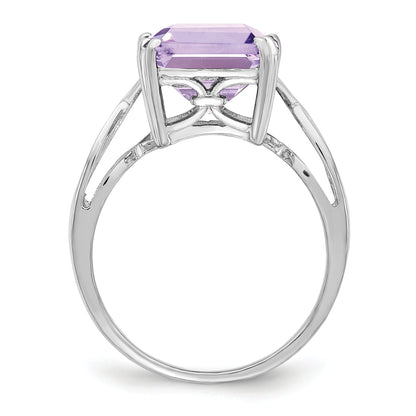 Sterlingsilber Rhodium Rosa Quarz Ring