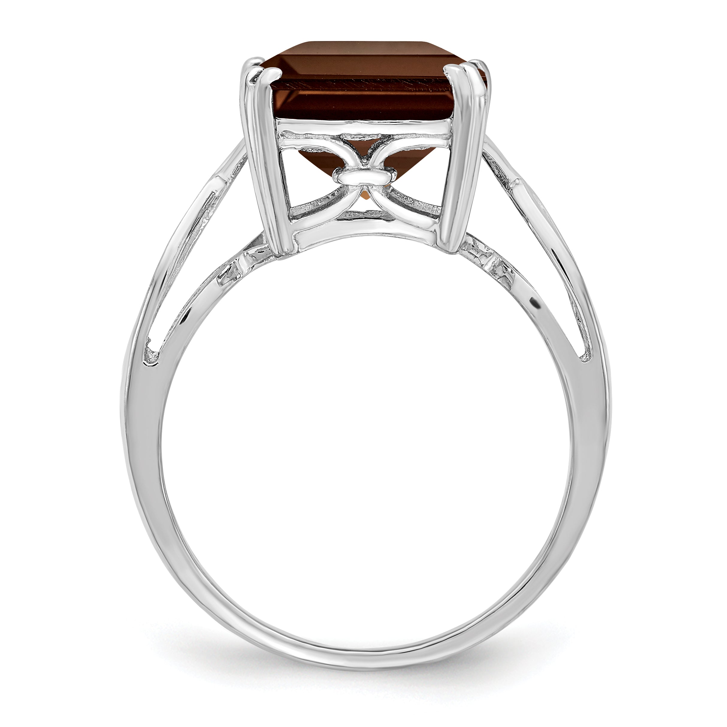 Sterlingsilber Rhodium Rauch Quarz Ring