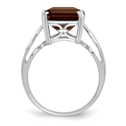 Sterlingsilber Rhodium Rauch Quarz Ring
