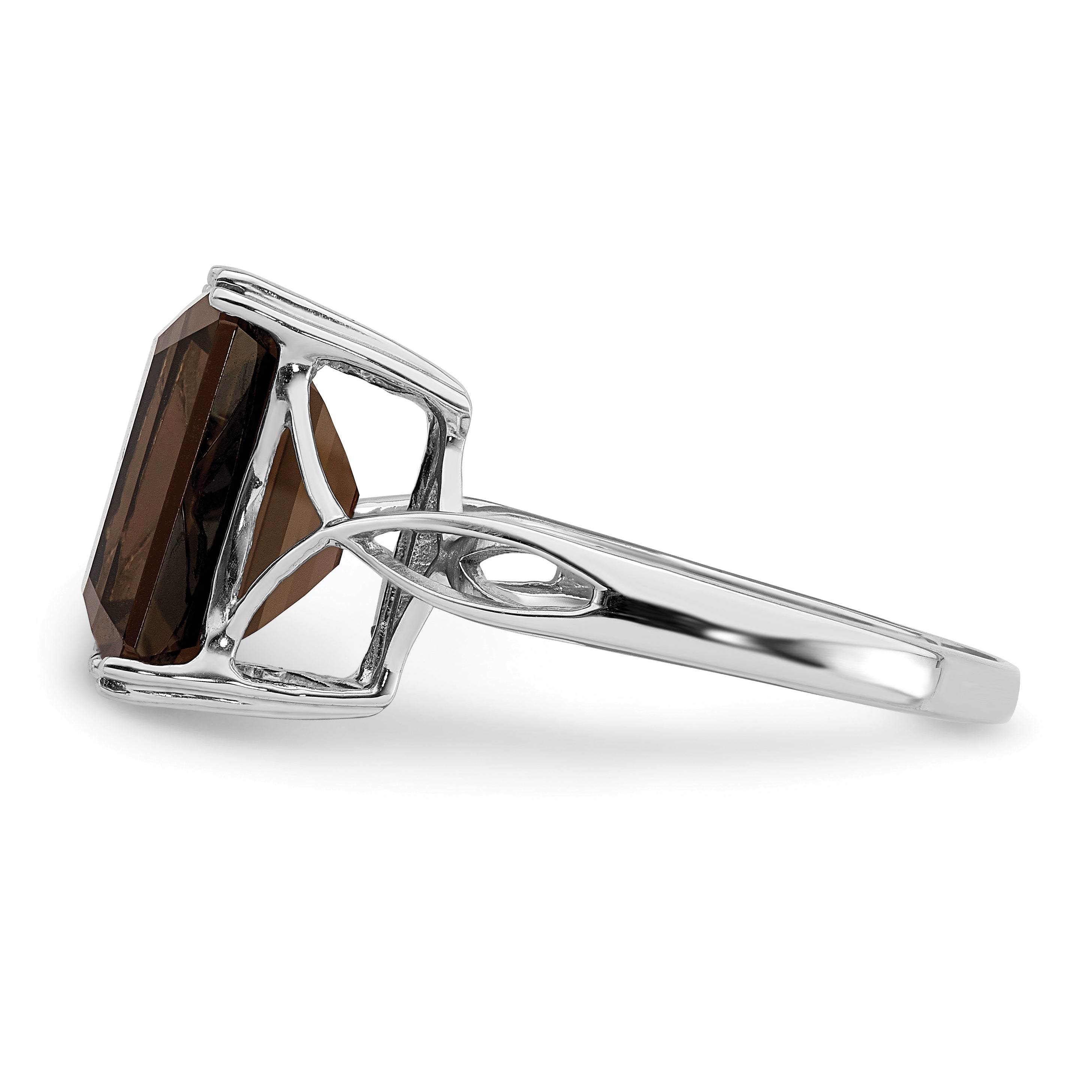 Sterlingsilber Rhodium Rauch Quarz Ring