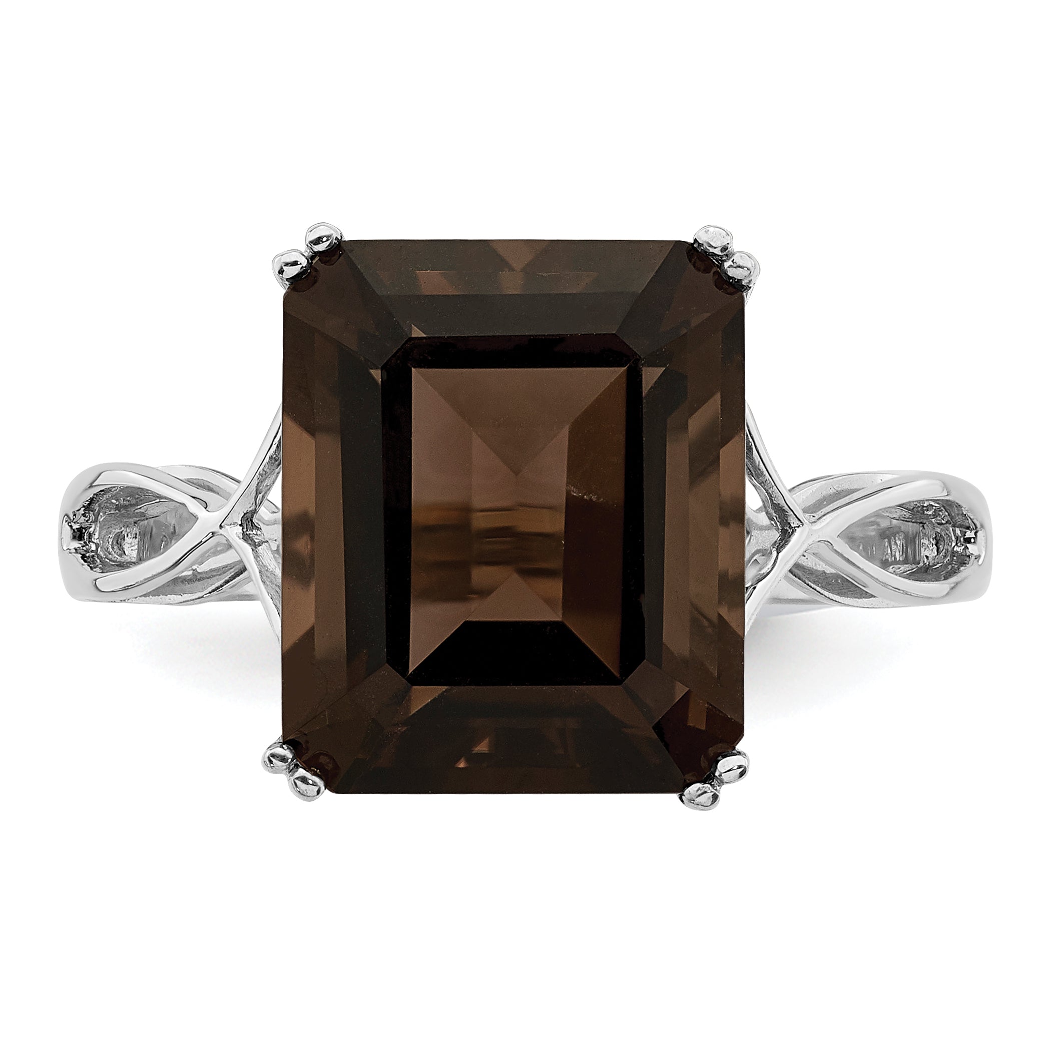 Sterlingsilber Rhodium Rauch Quarz Ring