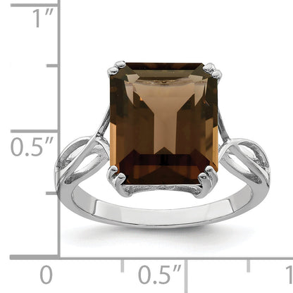 Sterlingsilber Rhodium Rauch Quarz Ring