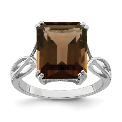 Sterlingsilber Rhodium Rauch Quarz Ring