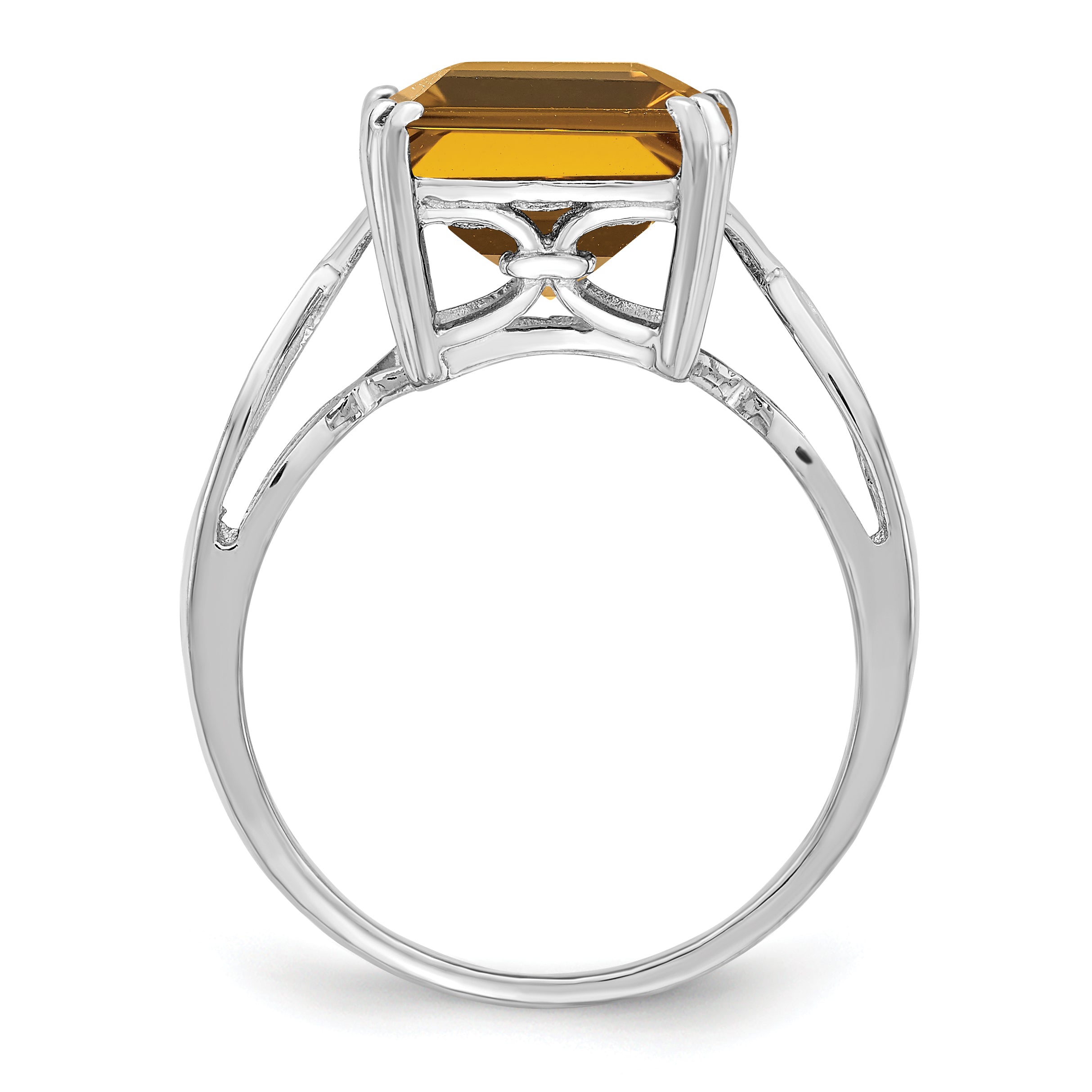 Sterlingsilber Rhodium Whiskey Quarz Ring