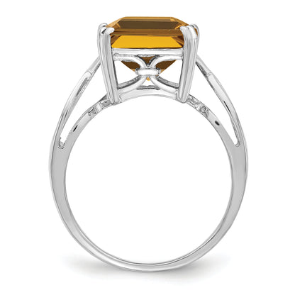 Sterlingsilber Rhodium Whiskey Quarz Ring