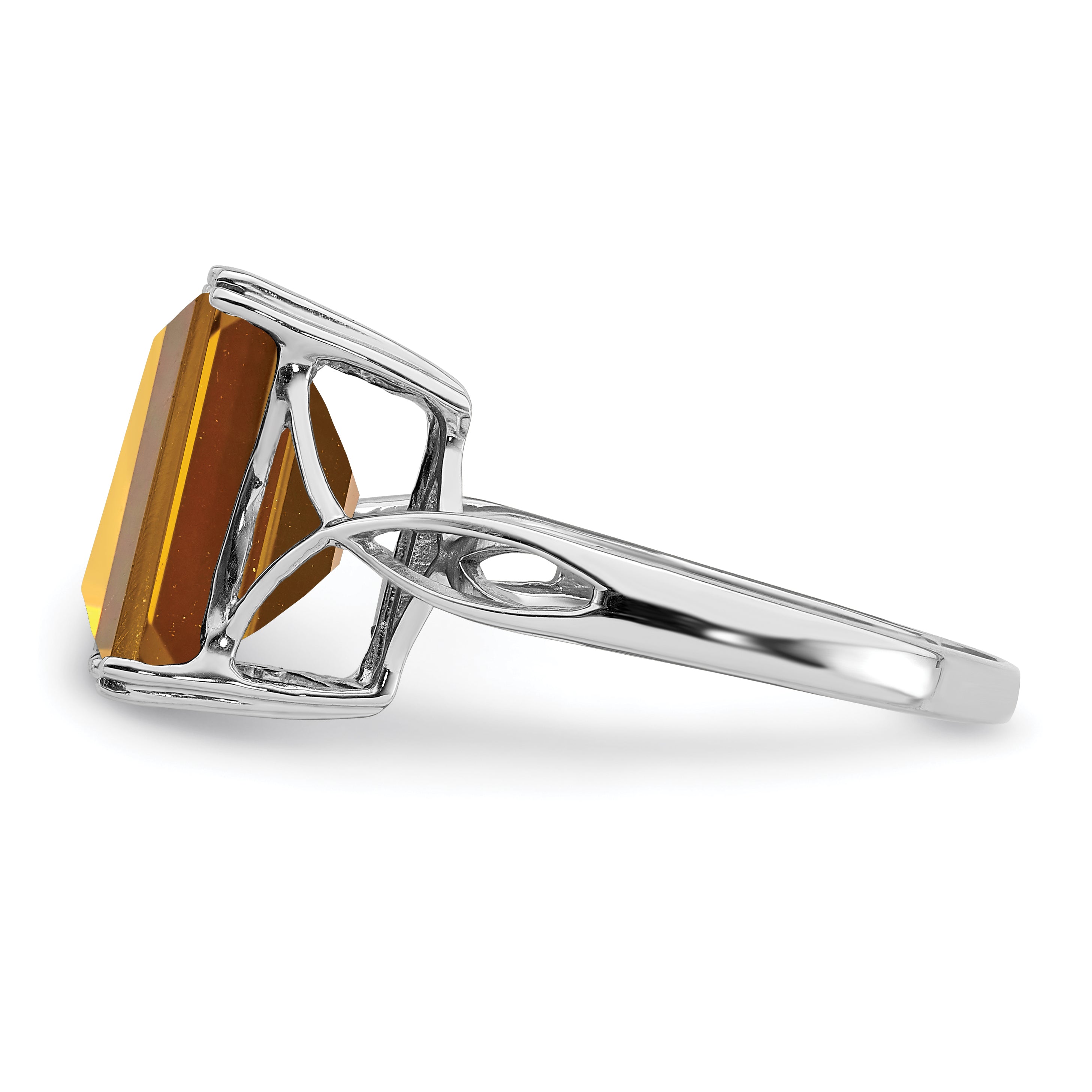 Sterlingsilber Rhodium Whiskey Quarz Ring