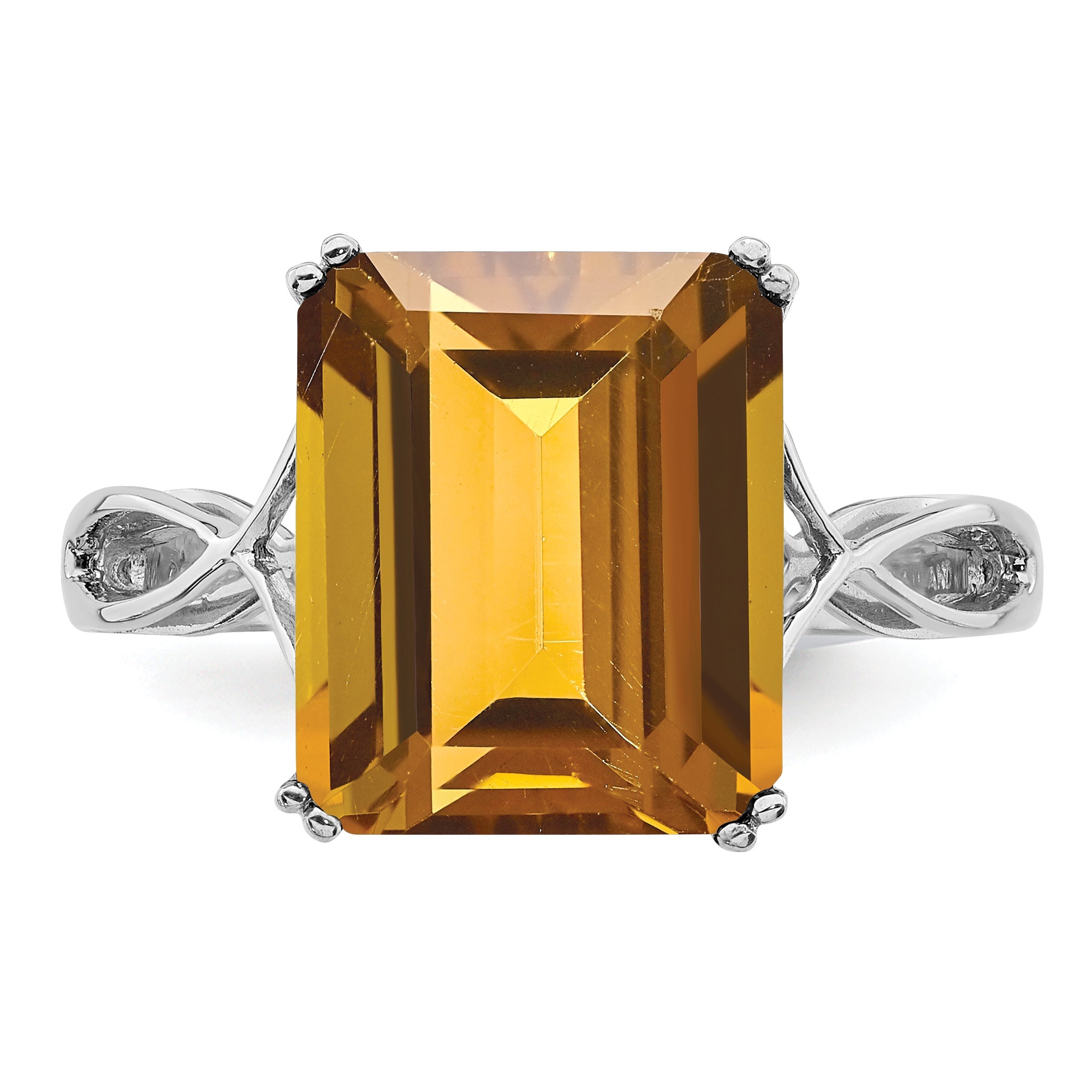 Sterlingsilber Rhodium Whiskey Quarz Ring