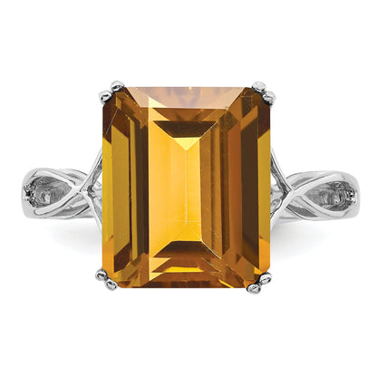 Sterlingsilber Rhodium Whiskey Quarz Ring
