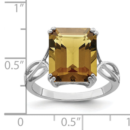 Sterlingsilber Rhodium Whiskey Quarz Ring