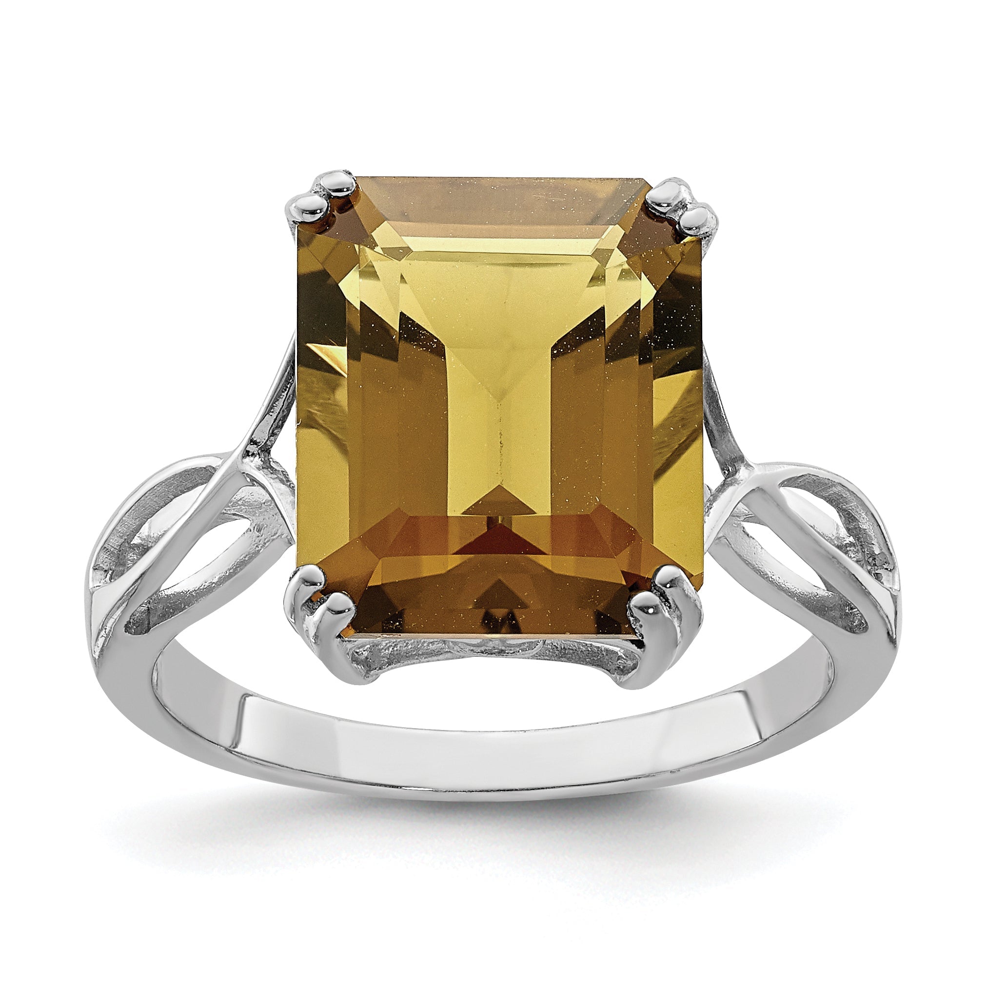 Sterlingsilber Rhodium Whiskey Quarz Ring