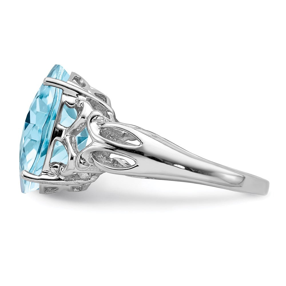 Sterlingsilber Rhodium Karo Schliff Himmel Blautopas Ring (size 7 Nur)
