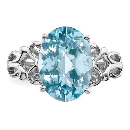 Sterlingsilber Rhodium Karo Schliff Himmel Blautopas Ring (size 7 Nur)