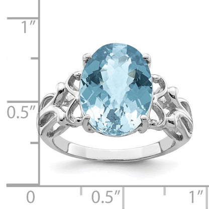 Sterlingsilber Rhodium Karo Schliff Himmel Blautopas Ring (size 7 Nur)