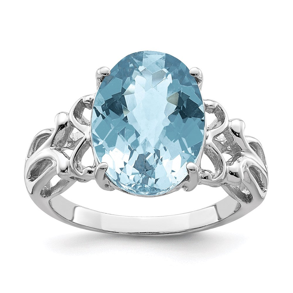 Sterlingsilber Rhodium Karo Schliff Himmel Blautopas Ring (size 7 Nur)