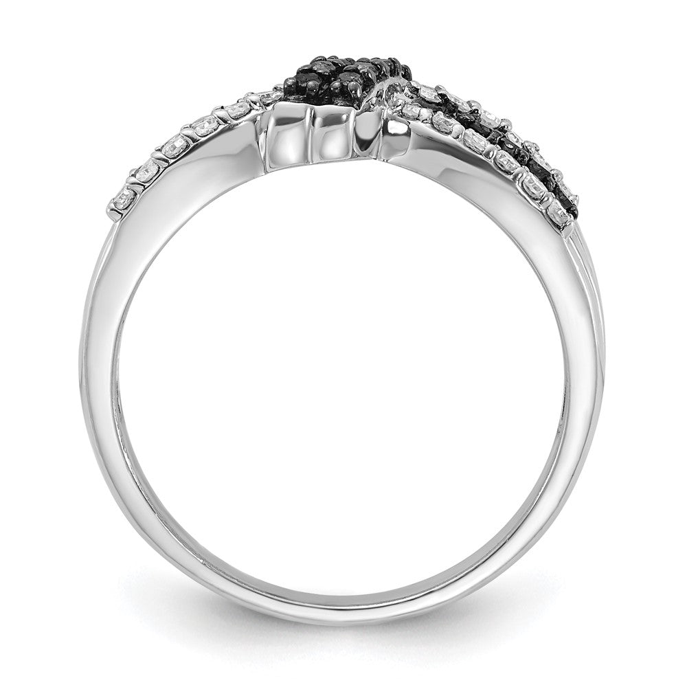 Sterlingsilber Poliert Schwarz & Weiß Diamant Knoten Ring