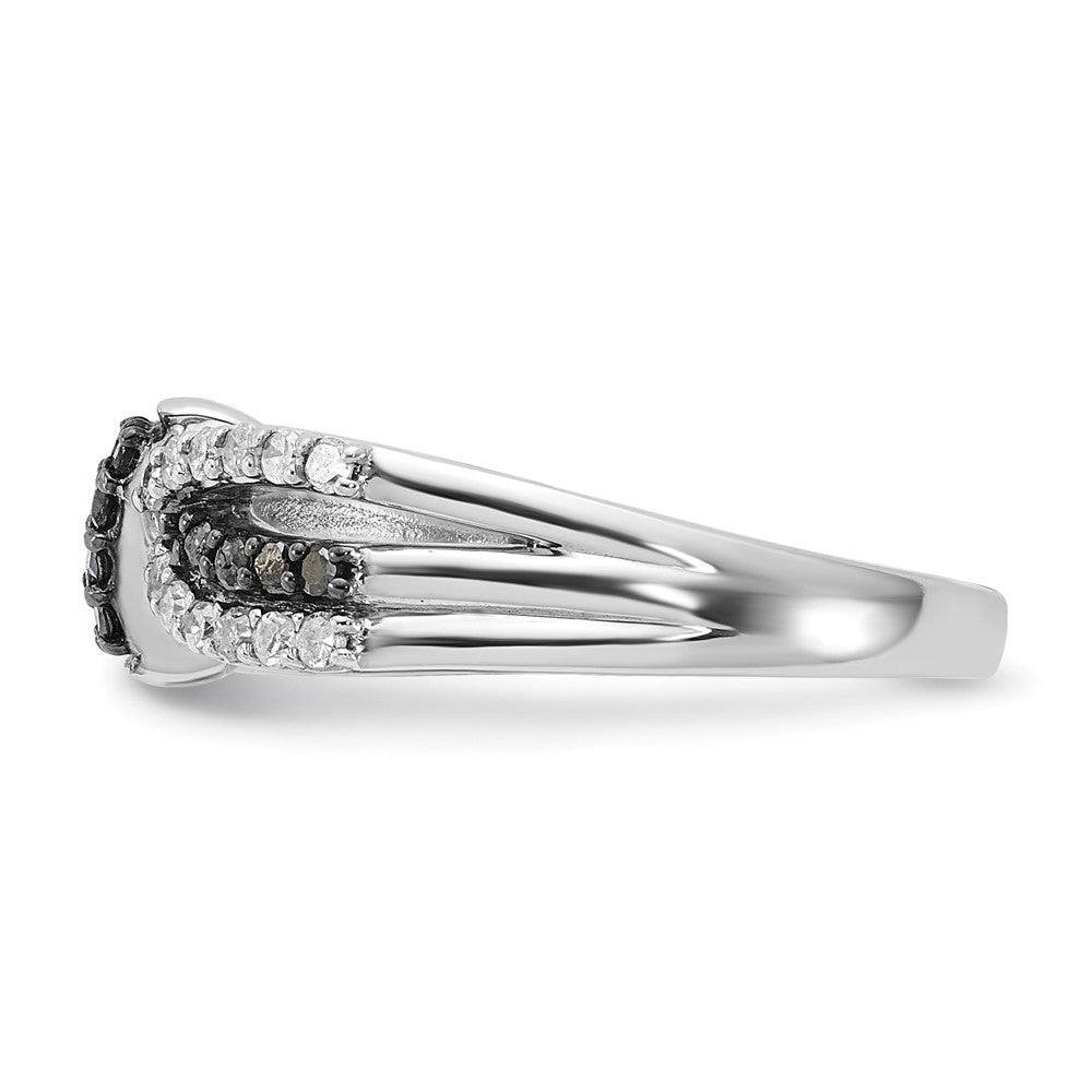 Sterlingsilber Poliert Schwarz & Weiß Diamant Knoten Ring