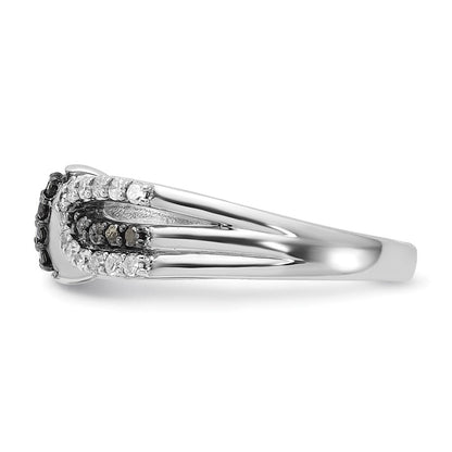 Sterlingsilber Poliert Schwarz & Weiß Diamant Knoten Ring