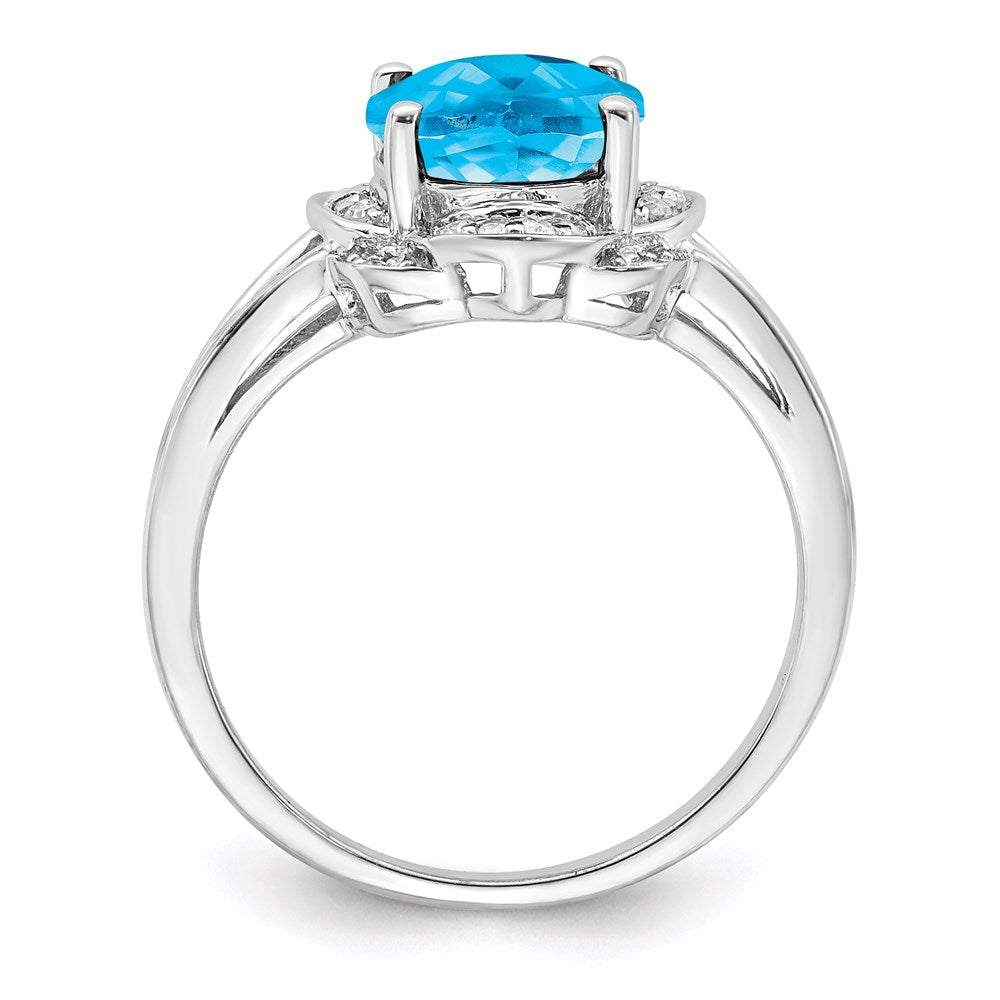 Sterlingsilber Rhodium Diamant & Blautopas Ring (size 8 Nur)