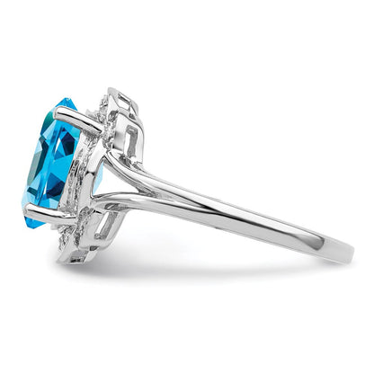 Sterlingsilber Rhodium Diamant & Blautopas Ring (size 8 Nur)